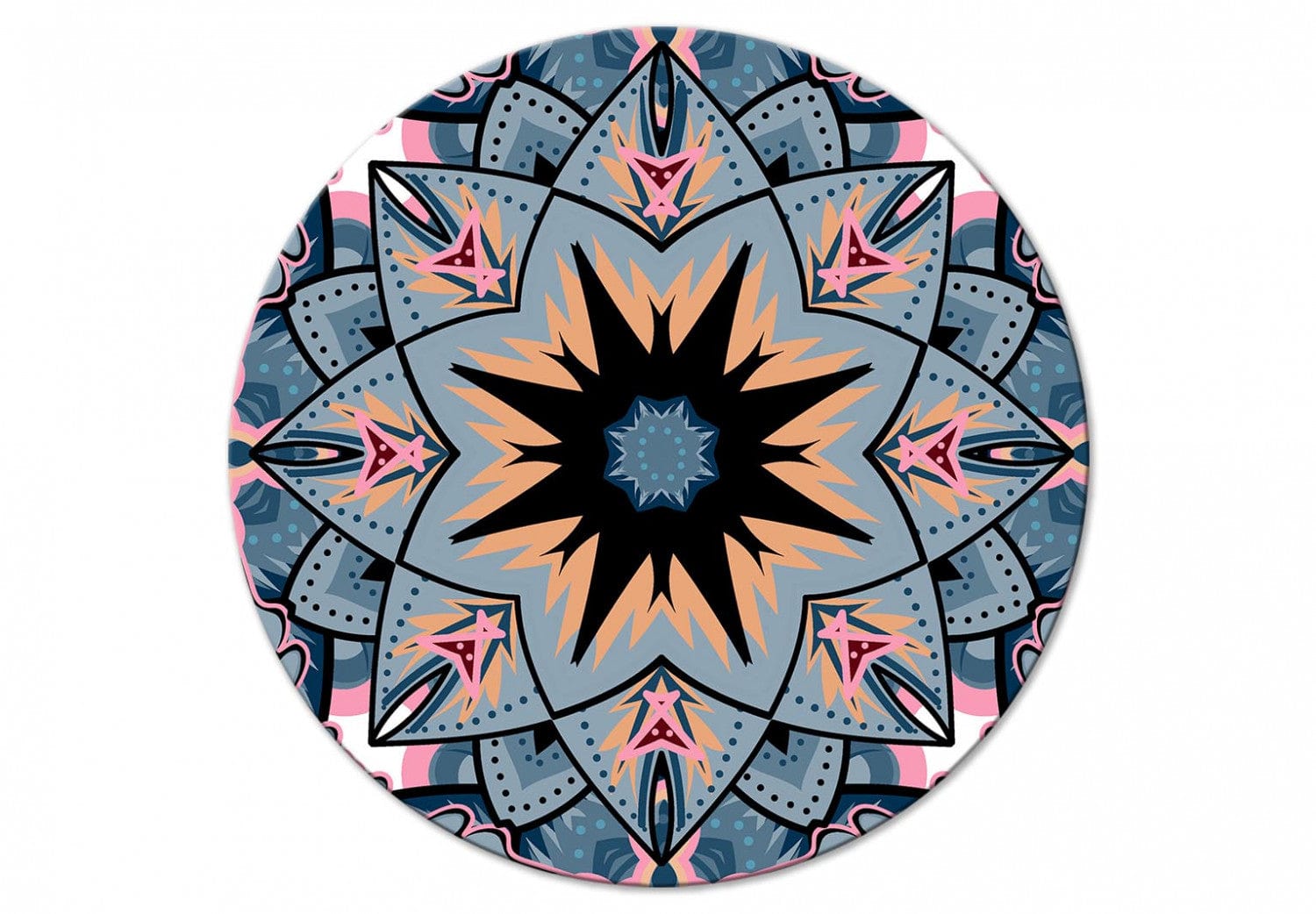 Apaļa glezna - Mandala - austrumu ornaments uz zila fona, 148738 G-ART