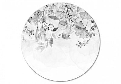 Apaļa Glezna (Deluxe) - Melnbalti zariņi, ziedi un lapas, 148694 Tapetenshop.lv