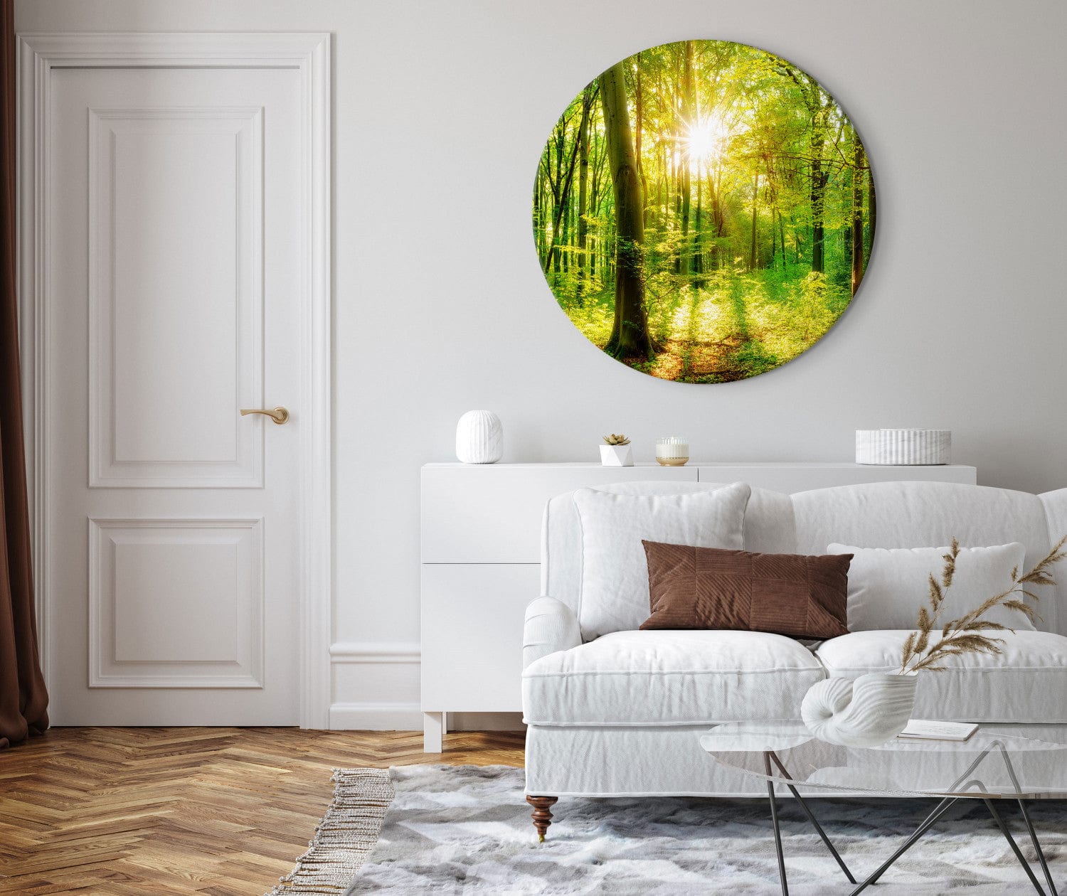 Apaļa glezna ar mežu (Deluxe) - Saulainie koki, 148607 G-ART