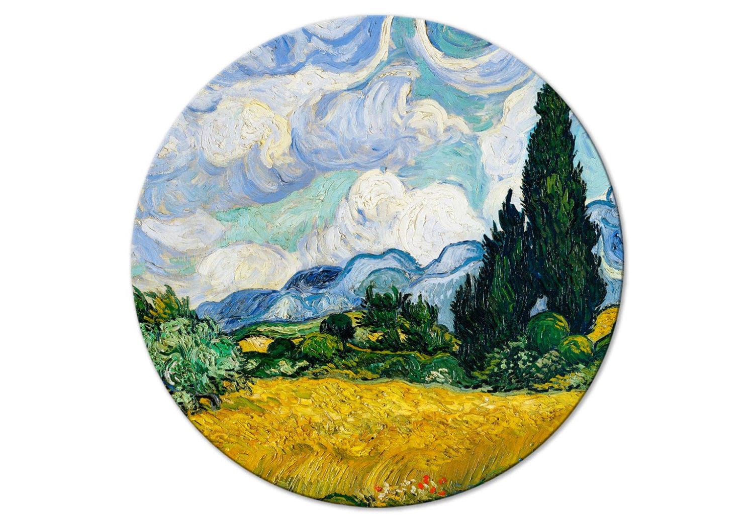 Apaļa glezna - Vinsents van Gogs - Ainava ar dzeltenu lauku, 148730 G-ART