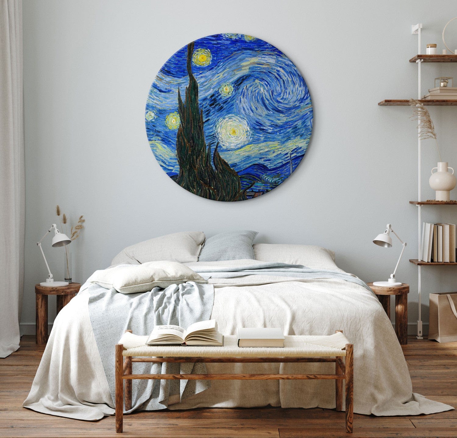 Apaļa glezna (Deluxe) - Zvaigžņotā nakts, Vinsents van Gogs - 148912 G-ART