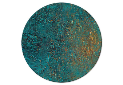 Round canva - Turquoise abstract texture with gold accent, 151475 G-ART