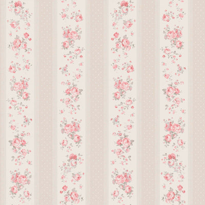 Epapettes with stripes, flowers and dots: pink, beige - 1373046 AS Creation