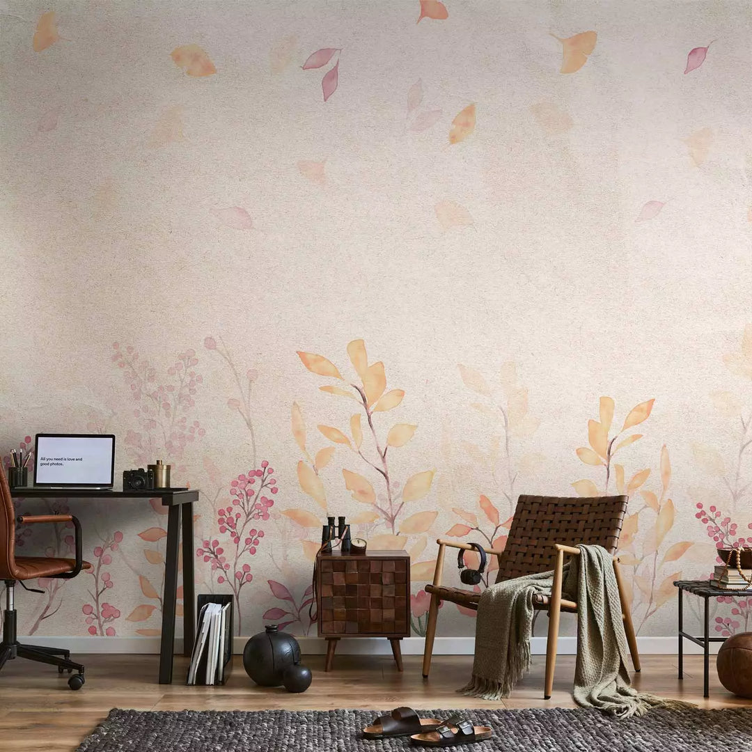 Valokuvatapetti - Kasvillisuus hillityissä väreissä beigellä pohjalla, 151287