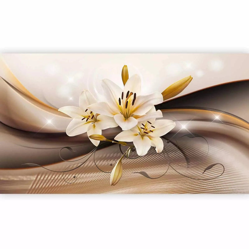 Wall Murals with white lilies on a brown background - 90448 oasis