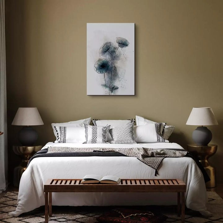 Canva with flowers - abstract blue poppies, 131974