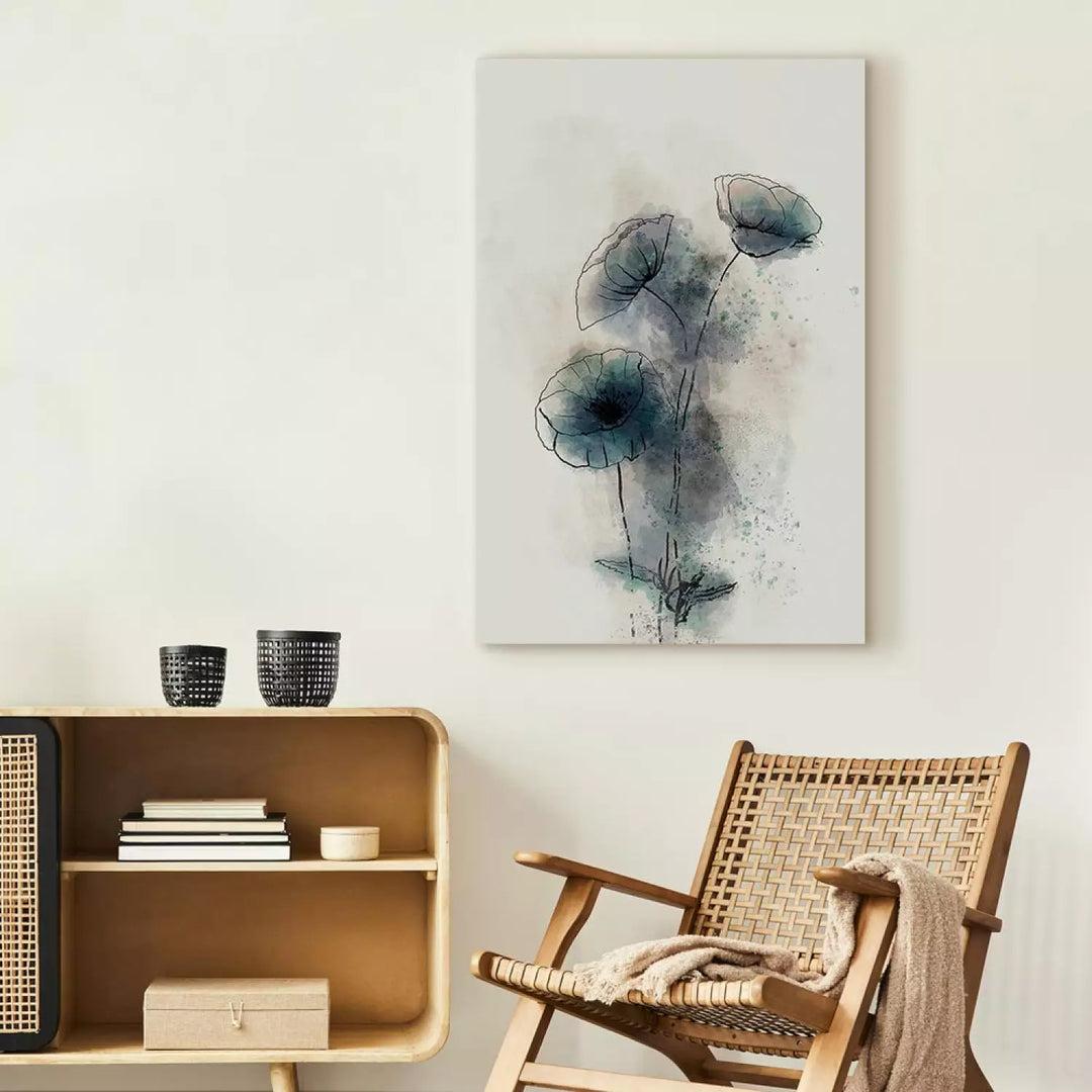 Canva with flowers - abstract blue poppies, 131974