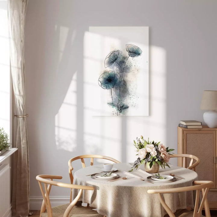 Canva with flowers - abstract blue poppies, 131974