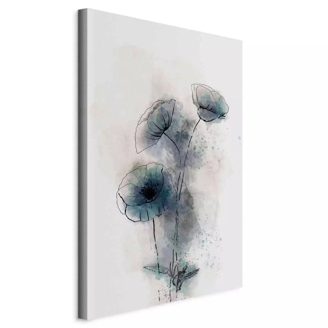 Canva with flowers - abstract blue poppies, 131974