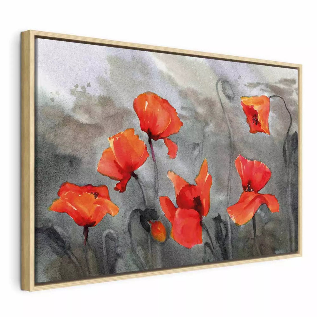 Glezna koka rāmī (dabīgā krāsā) - Magones (akvareļu tehnika), 97976