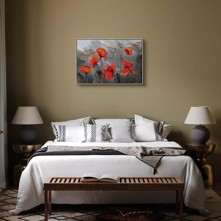 Glezna koka rāmī (dabīgā krāsā) - Magones (akvareļu tehnika), 97976