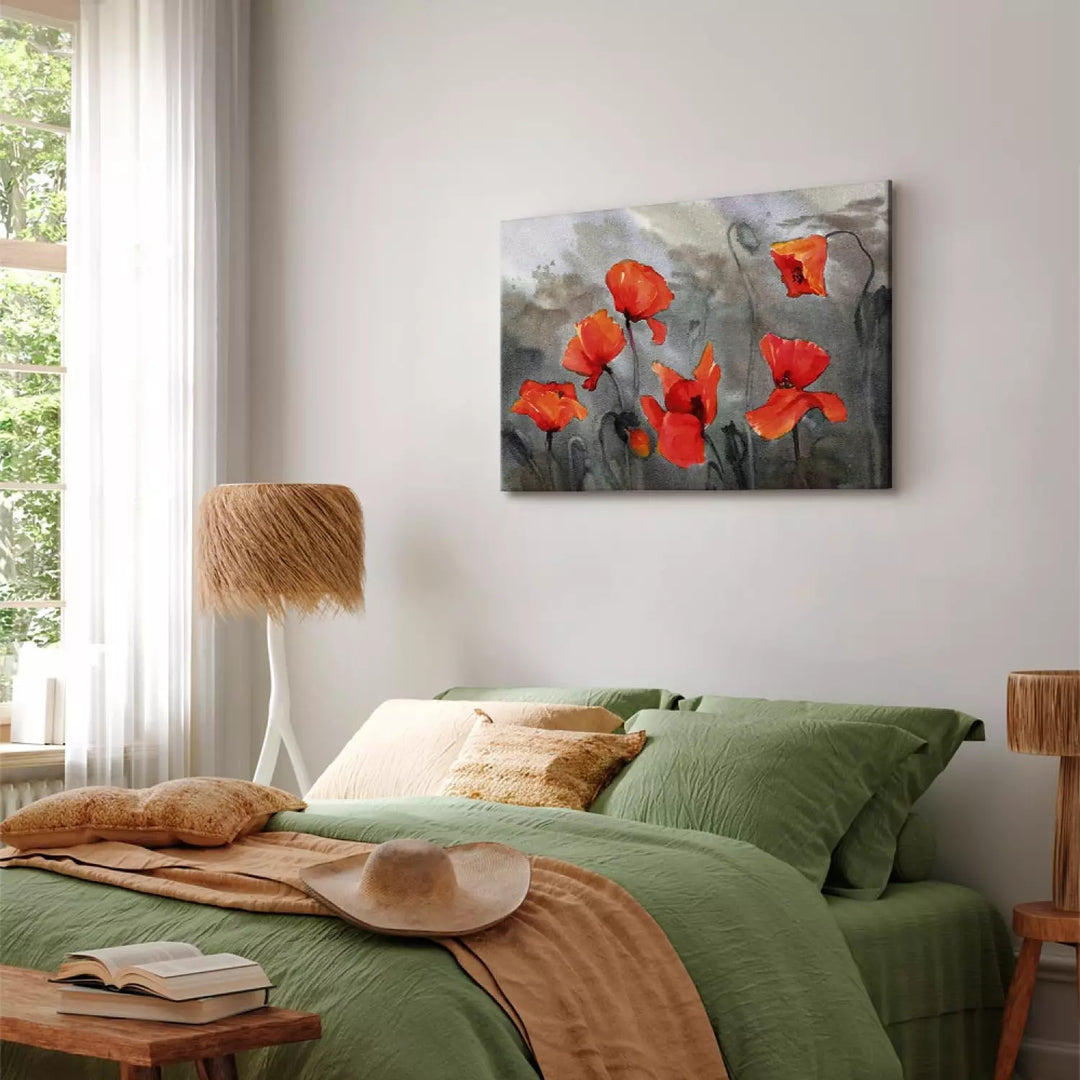 Kanva ar ziediem - Magones (akvareļu tehnika), 97976