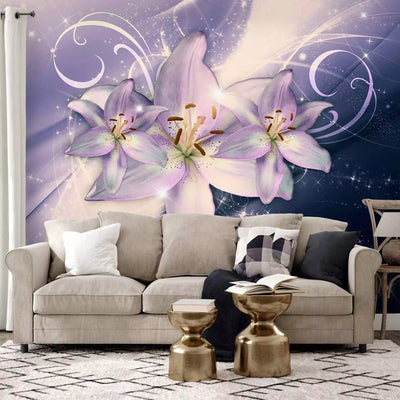 Wall Murals with flowers on a blue background - Galaxy, 92906