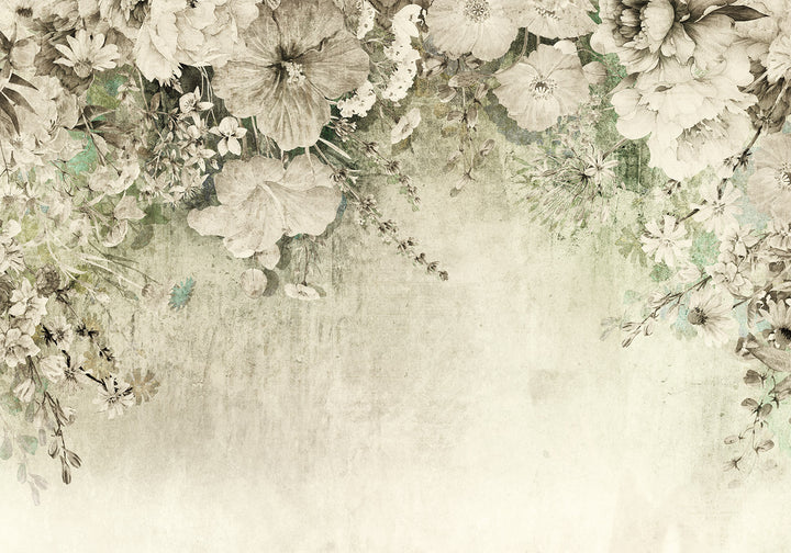 Fototapetes - Ziedēšana – dažādi ziedu veidi uz sienas | zaļā