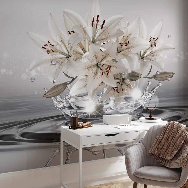 Wall Murals - Lilies on water background, 148796