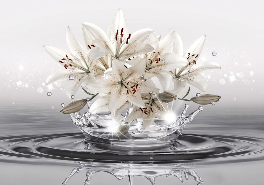 Wall Murals - Lilies on water background, 148796