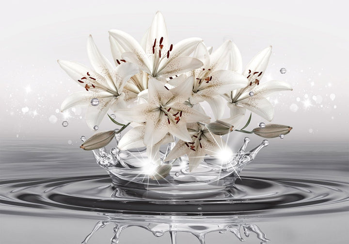 Wall Murals - Lilies on water background, 148796