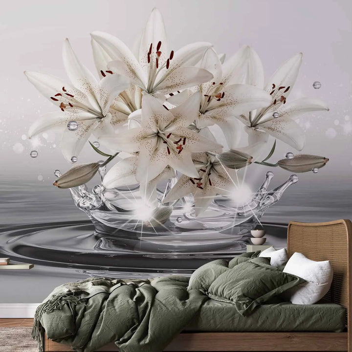 Wall Murals - Lilies on water background, 148796