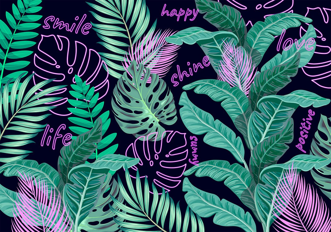Wall Murals - Neon Jungle (purple, green), 148799