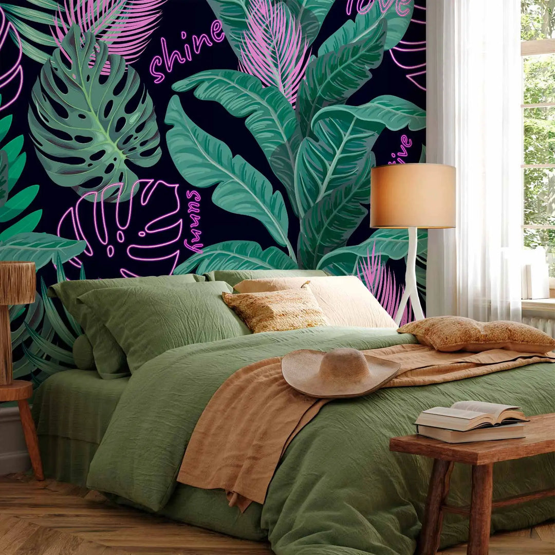 Wall Murals - Neon Jungle (purple, green), 148799