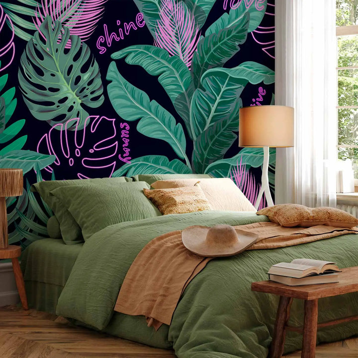 Wall Murals - Neon Jungle (purple, green), 148799