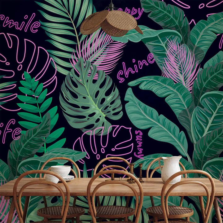 Wall Murals - Neon Jungle (purple, green), 148799