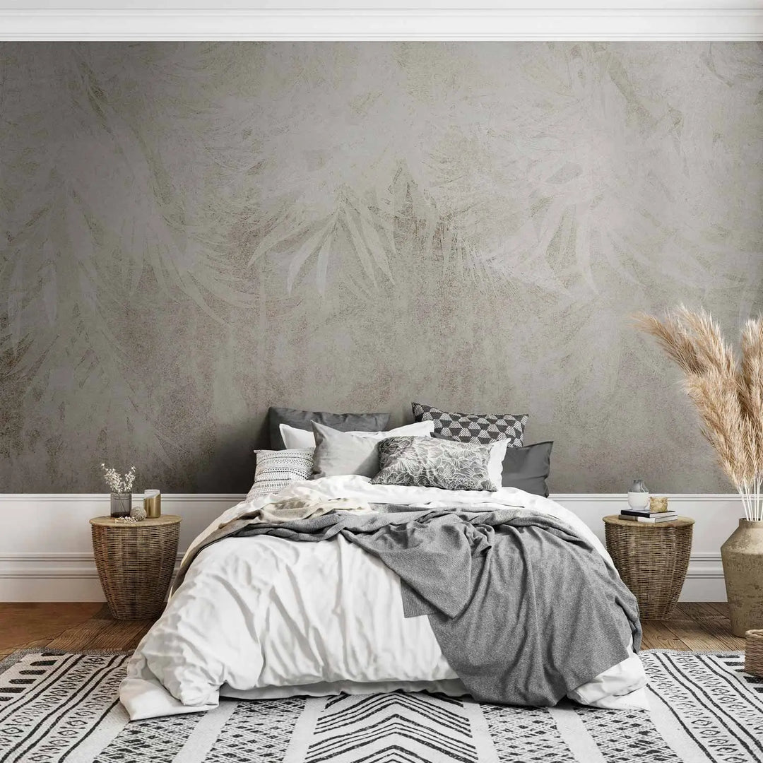 Wall Murals - beige abstract background with leaves, 148598