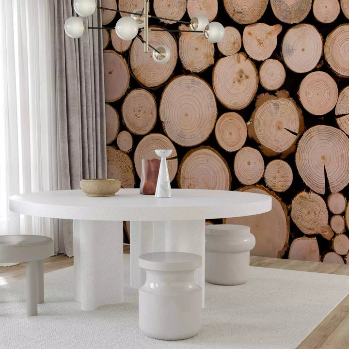 Valokuvatapetti - Kaadetut puut, joissa on näkyviä vuosirenkaita, 149878