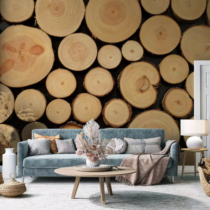 Fototapetes - Nozāģēti koki ar redzamiem gredzeniem, 149879