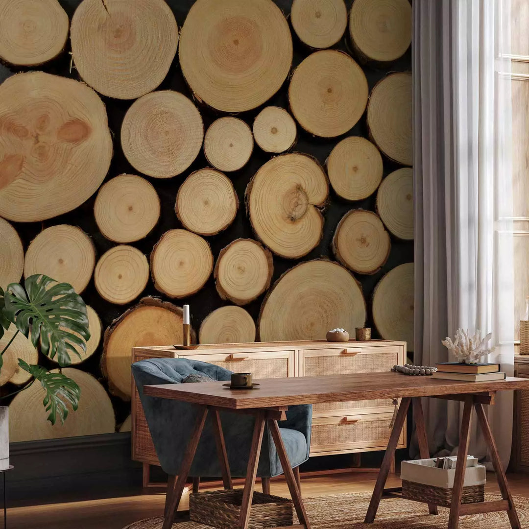 Fototapetes - Nozāģēti koki ar redzamiem gredzeniem, 149879