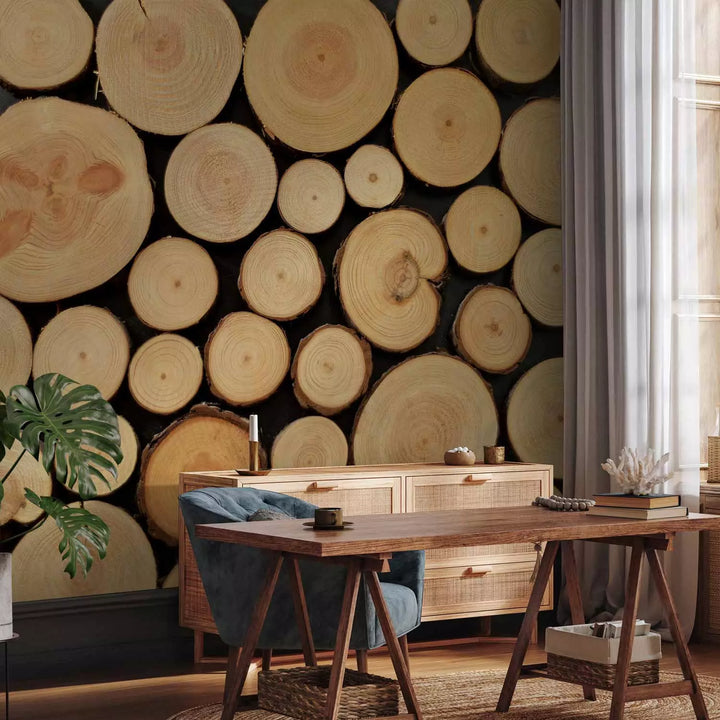 Fototapetes - Nozāģēti koki ar redzamiem gredzeniem, 149879