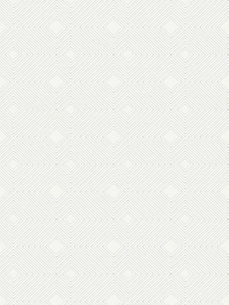 Tapetes guļamistabai - Baltas ar ģeometrisku rakstu un metālisku spīdumu, 377585 Tapetenshop.lv