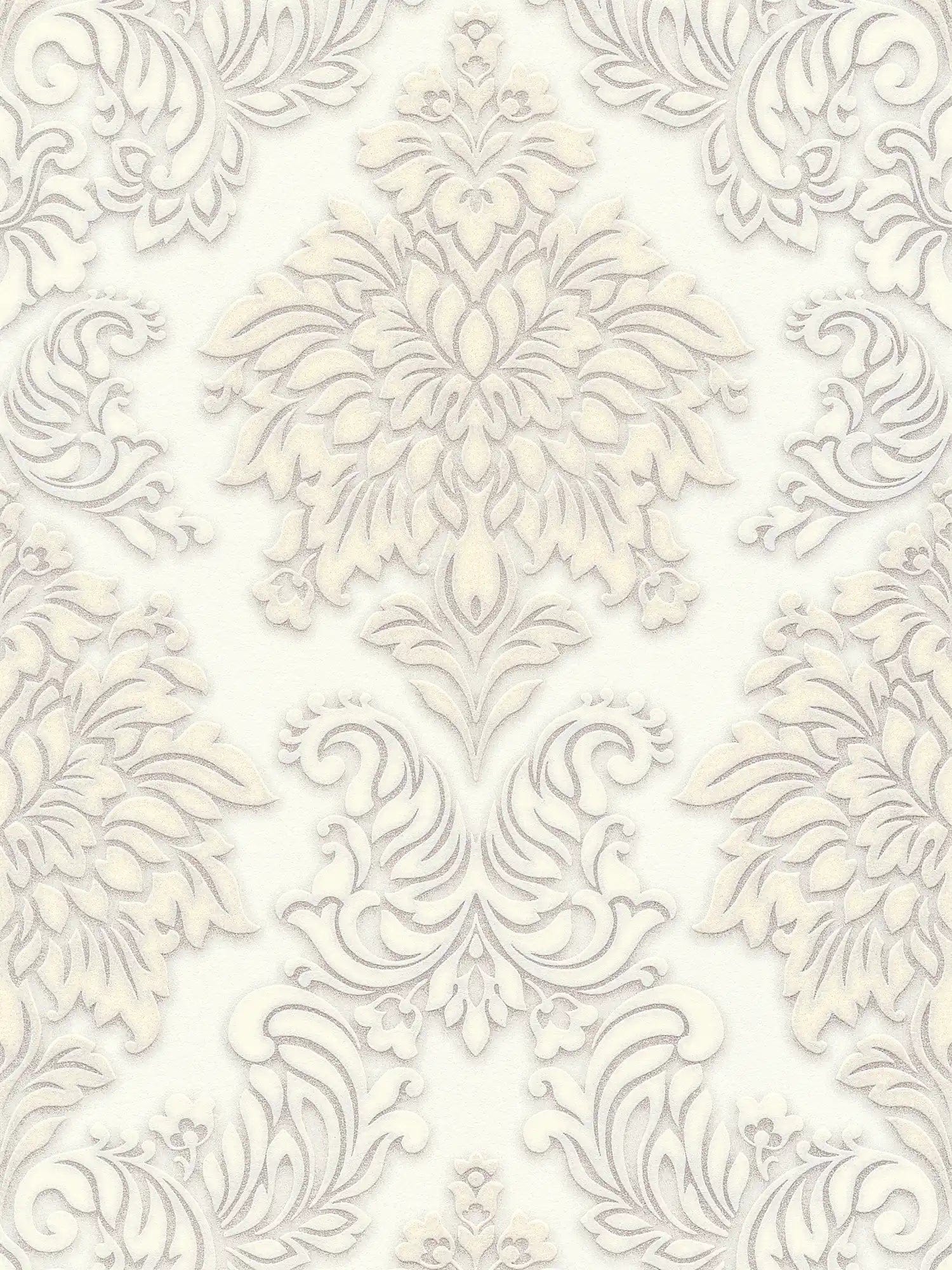 Tapetes guļamistabai - Baroka stila ar mirdzuma efektu - baltas, AS 368982 AS Creation