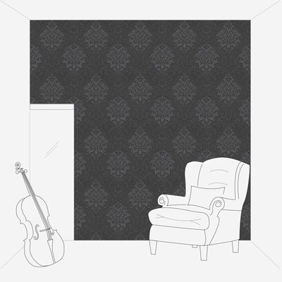 Tapetes guļamistabai - Melnas baroka stilā ar spīdumu, AS 368984 AS Creation