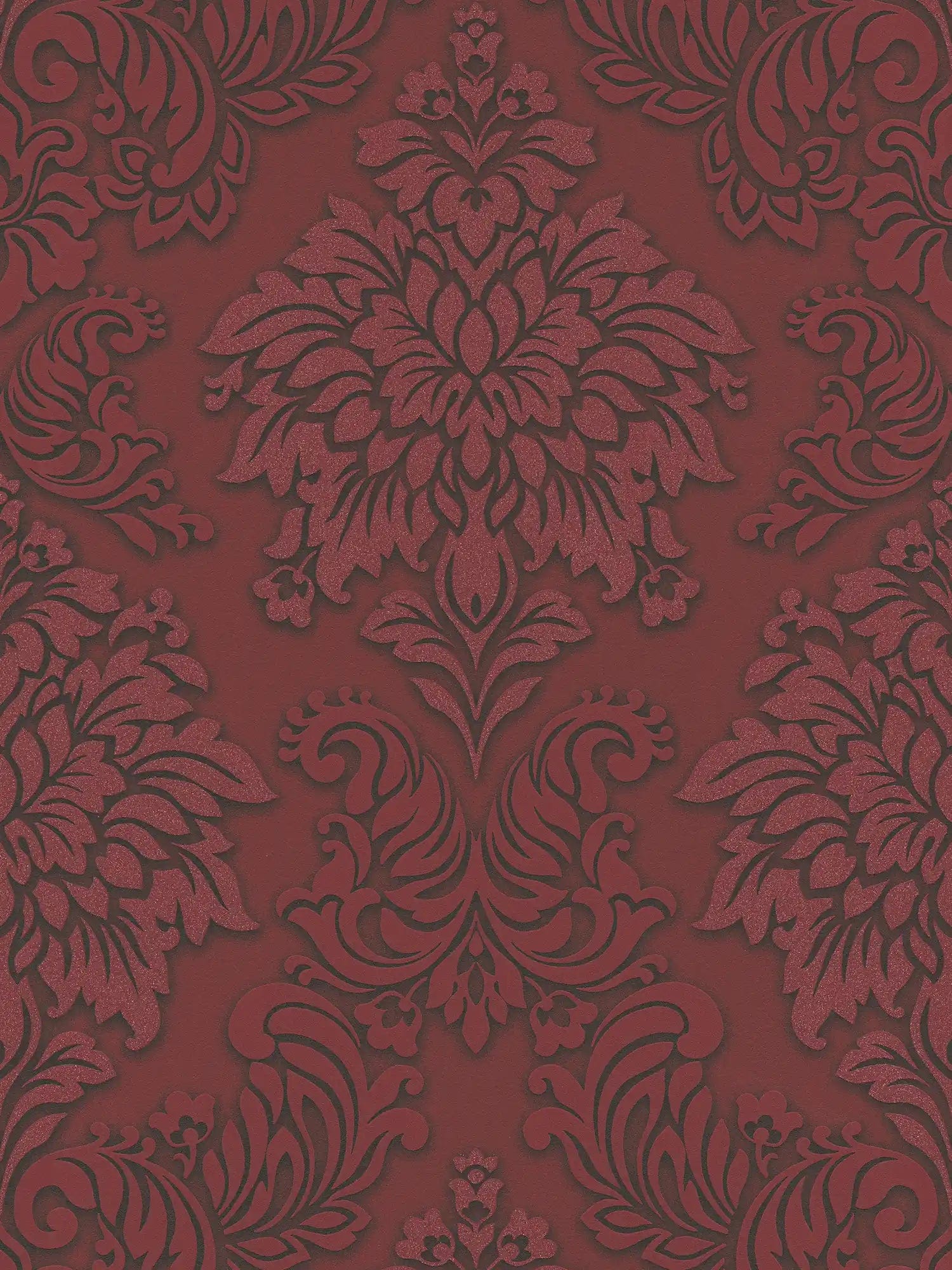 Tapetes guļamistabai - Baroka stila ar mirdzuma efektu - sarkanas, AS 368983 AS Creation