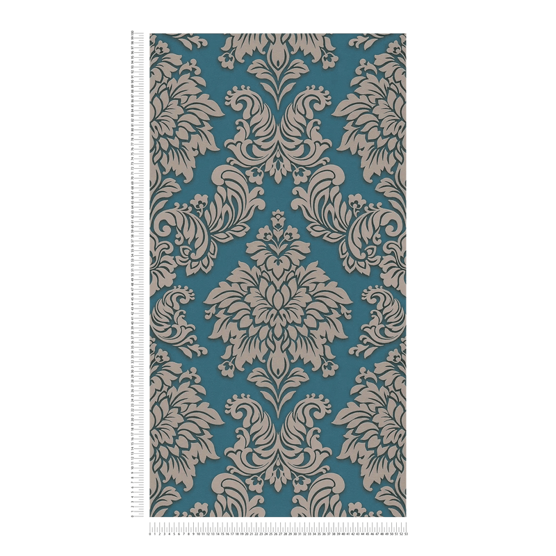 Tapetes guļamistabai - Baroka stila ornamenti ar mirdzuma efektu - zilā, 368985 AS Creation