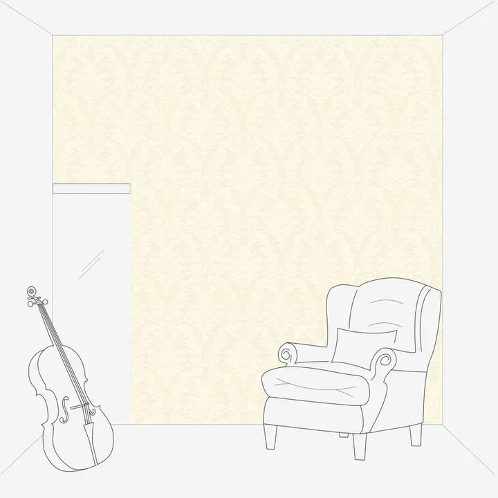 Baroka stila tapetes – krēmkrāsā, FLOCK, 33580-1 AS Creation