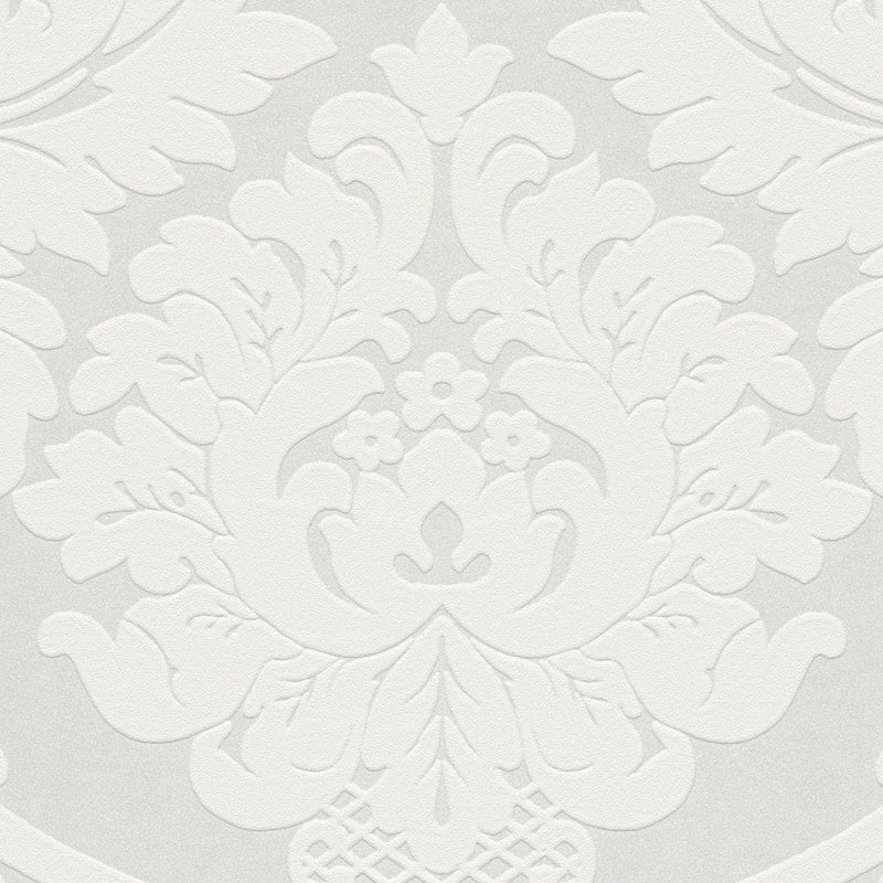 Baroka tapetes ar ziedu 3D ornamentu - baltā krāsā, 2072542 AS Creation