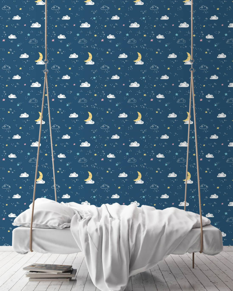 Bērnu istabas tapetes nakts debesis - nakts zilā krāsā 1350743 Bez PVC AS Creation