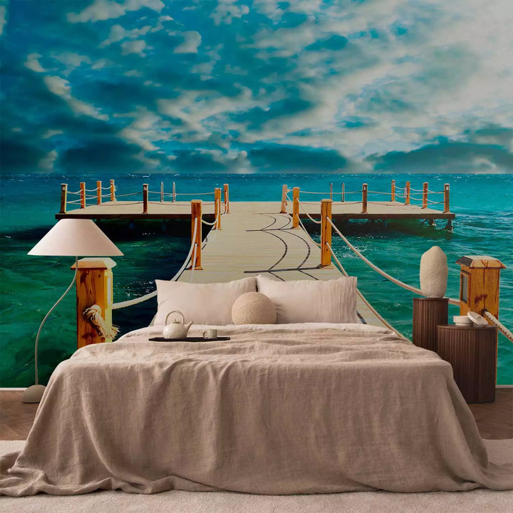 Fototapetes - Bezgalīgi zilgani okeāna ūdeņi un mākoņi virs tiem, 151019