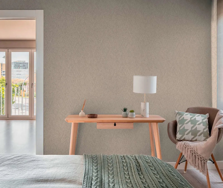 Brūnas neaustas tapetes ar smalku austu tekstūru zigzaga - 3010611 AS Creation