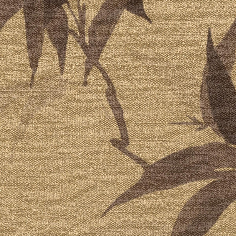 Brūnas tapetes austrumu stilā ar bambusa lapām, RASCH 1440245 RASCH