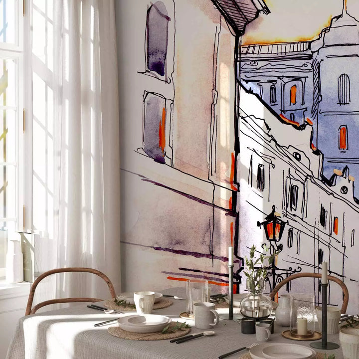 Valokuvatapetti - Talot akvarellia paperille, 150572