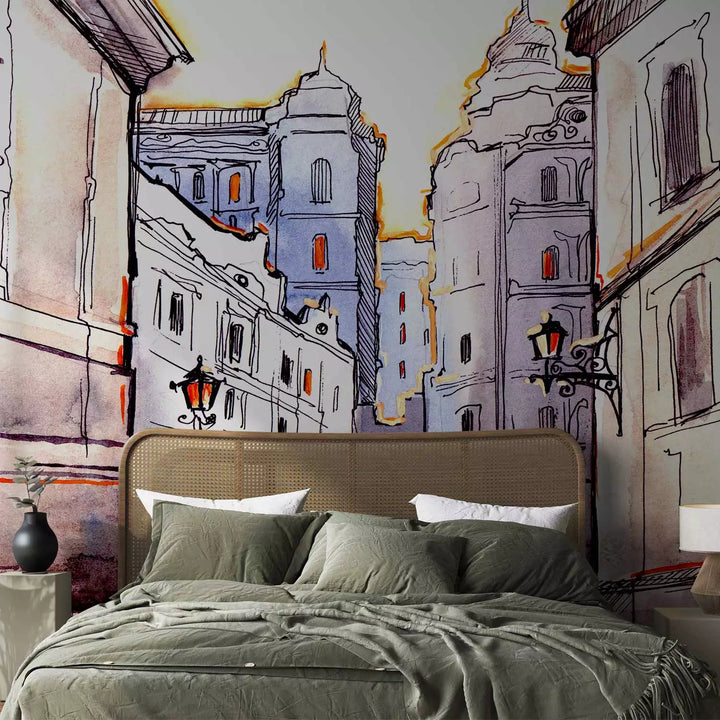 Valokuvatapetti - Talot akvarellia paperille, 150572