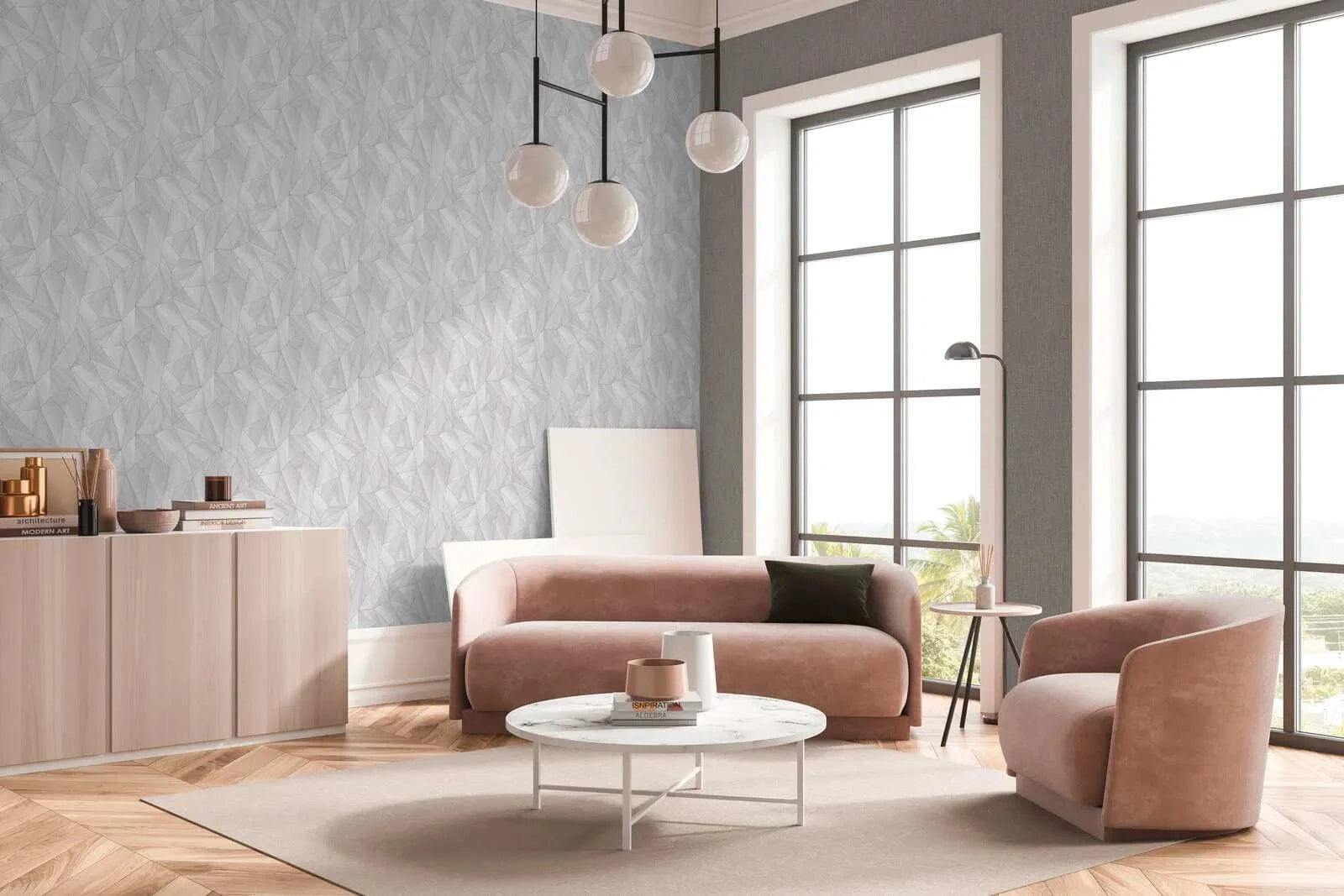 Daniel Hechter neaustas tapetes ar modernu ģeometrisku rakstu pelēkā krāsā AS Creation