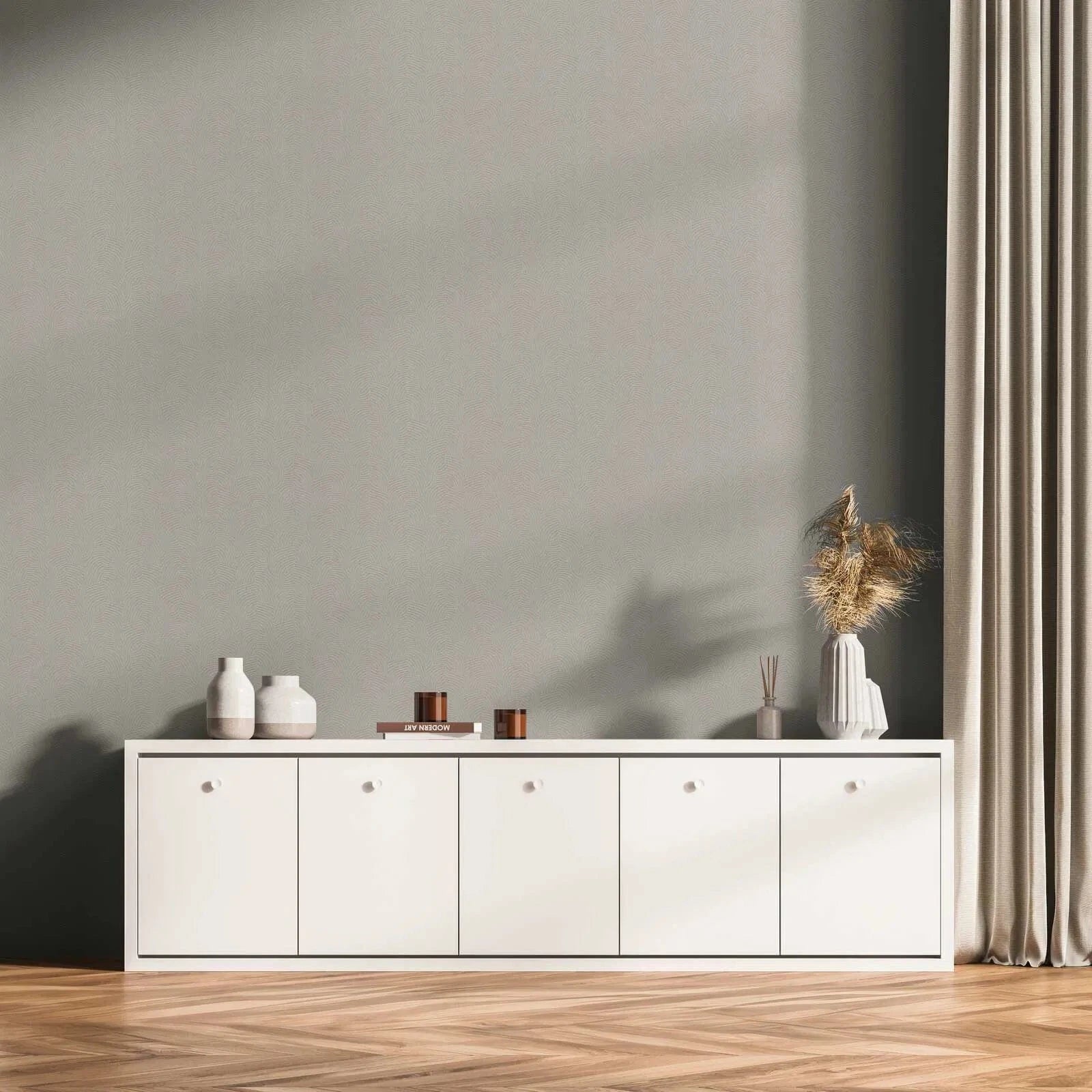 Daniels Hechter tapetes ar abstraktu līniju rakstu viļņu formā pelēkā krāsā AS Creation