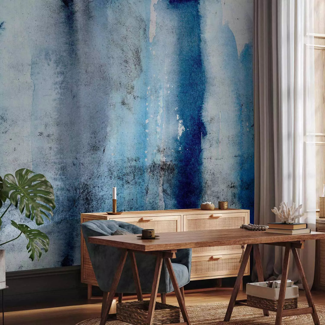 Фотообои - Художественная стена в голубой акварели, 148936