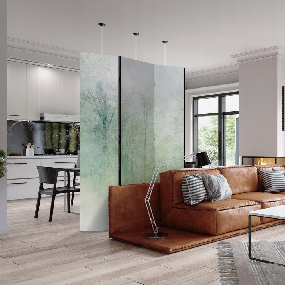 Dekoratīvais aizslietnis, vienpusējs, 135x172, Miglains mežs un dabas ainava L-ART