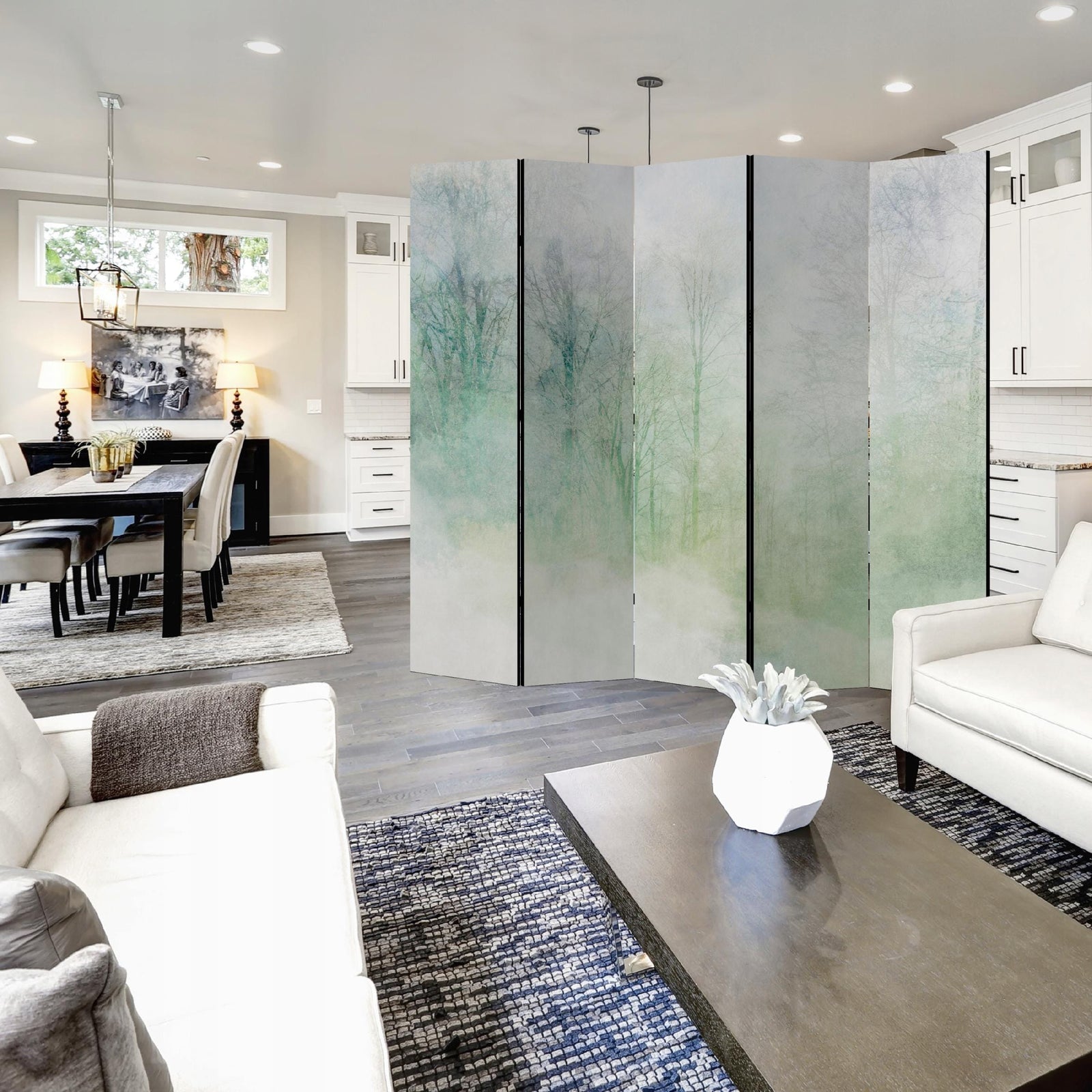 Dekoratīvais aizslietnis, vienpusējs, 225x172, Miglains mežs un dabas ainava L-ART