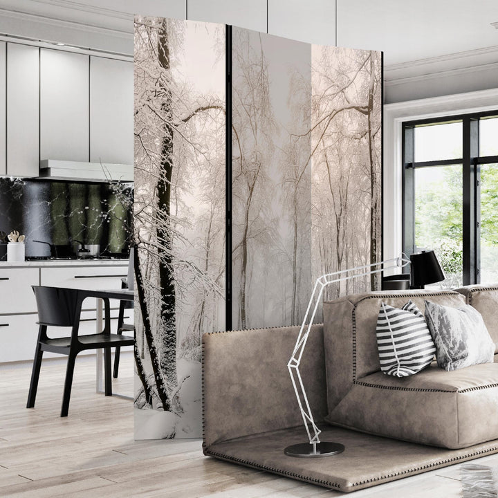 Dekoratīvais aizslietnis, vienpusējs istabas sadalītājs, 135x172, ziemas mežs-394 L-ART
